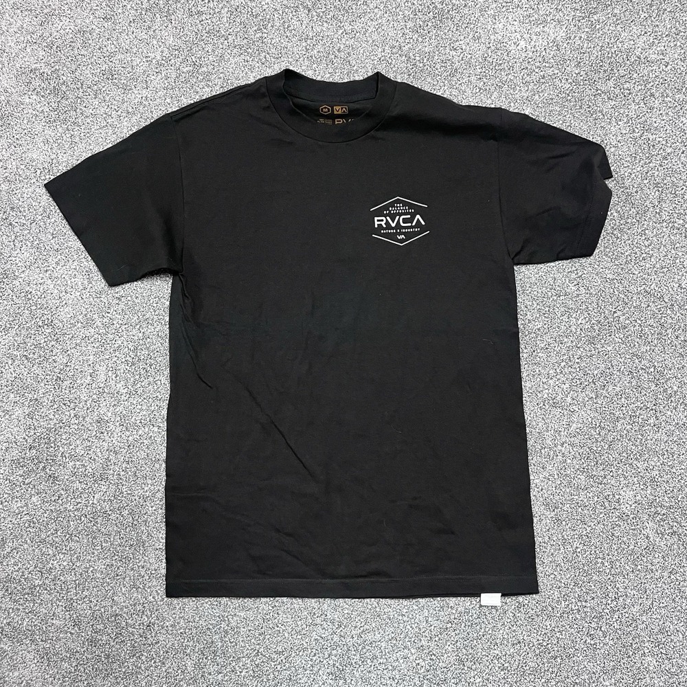 RVCA Graphic T Shirt Mens Medium Black Logo Short Sleeve Skate Surf Casual